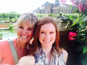 Mom and me at the sunken gardens of Kensington Palace, London home to Prince William and Princess Kate.